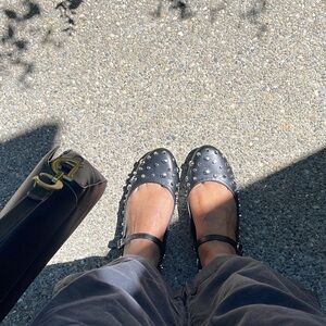 Stud studded Mary Jane black ballet